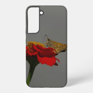 Coque Samsung Galaxy Papillon de nuit et Zinnia rouge