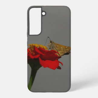 Coque Samsung Galaxy Papillon de nuit et Zinnia rouge
