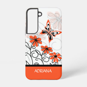 Coque Samsung Galaxy Papillon floral girly personnalisé whimsique