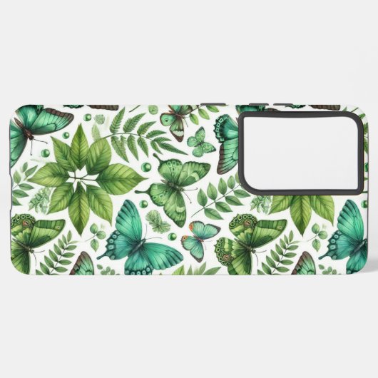 Coque Samsung Galaxy Papillons bleu-vert (Verso Horizontal)