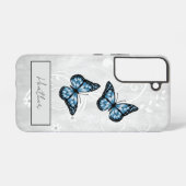 Coque Samsung Galaxy Papillons Bleus brillants (Verso Horizontal)