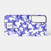 Coque Samsung Galaxy Papillons bleus Moderne Élégant Monogramme personn (Verso Horizontal)
