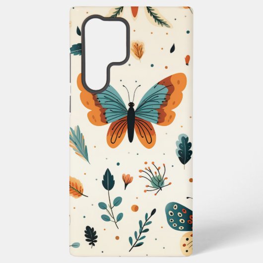 Coque Samsung Galaxy Papillons d'art populaire avec Turquoise et Terrac (Verso)