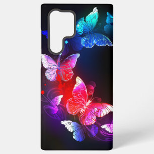 Coque Samsung Galaxy Papillons de nuit Neon brillants sur arrière - pla