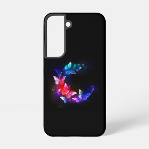 Coque Samsung Galaxy Papillons de nuit néon lumineux sur fond noir