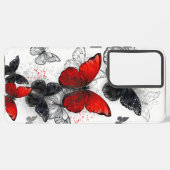 Coque Samsung Galaxy Papillons noirs et rouges volants (Côté gauche)