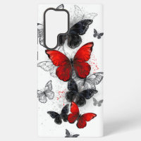 Papillons noirs et rouges volants