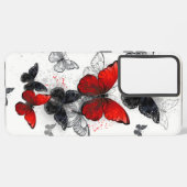 Coque Samsung Galaxy Papillons noirs et rouges volants (Verso Horizontal)