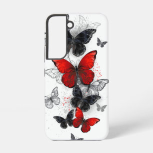 Coque Samsung Galaxy Papillons noirs et rouges volants