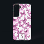Coque Samsung Galaxy Papillons rose Moderne Élégant Monogramme Personna<br><div class="desc">Ce motif papillon rose avec un monogramme personnalisable est un joli complément à vos accessoires de téléphone. C'est un joli design moderne et chic avec un monogramme de typographie stylisé que vous pouvez éditer. Customisez le monogramme en le modifiant dans la liste pour le personnaliser. Nos modèles, mignons et personnalisables,...</div>