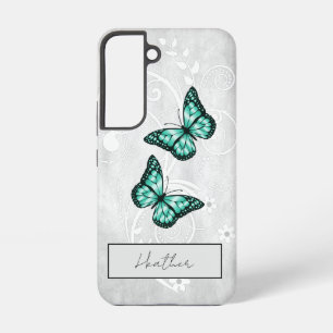Coque Samsung Galaxy Papillons Turquoises brillants