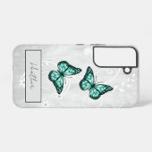 Coque Samsung Galaxy Papillons Turquoises brillants (Verso Horizontal)
