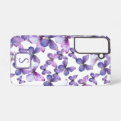 Coque Samsung Galaxy Papillons violets Moderne Élégant Monogramme perso (Verso Horizontal)