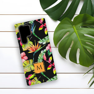 Coque Samsung Galaxy Paradis hawaïen Plante Tropical Noir