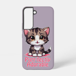 Coque Samsung Galaxy Parfaitement adorable chibi kawaii chaton en rose