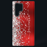 Coque Samsung Galaxy Parties scintillant Argent Red Foil Girl Signature<br><div class="desc">Parties scintillant argentée brillante et brillante sur le bord gauche, sur un faux ton bijou rouge ombre brun feuille de métal brossé. La signature girly moderne dispose d'une élégante police de calligraphie blanche avec queues décoratives dans un format vertical. Customisez les styles de police ou déplacez les graphismes étincelants pour...</div>