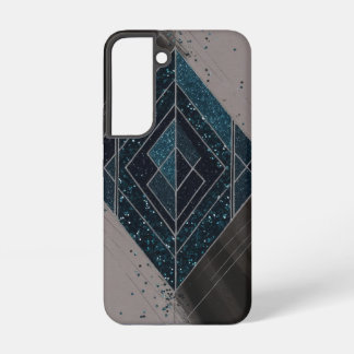 Coque Samsung Galaxy Parties scintillant bleue Art déco géométrique