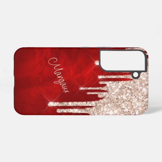 Coque Samsung Galaxy Parties scintillant en argent Crimson sur Monogram (Verso Horizontal)