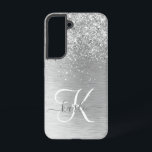 Coque Samsung Galaxy Parties scintillant en métal brossé argenté Nom du<br><div class="desc">Personnalisez facilement ce design branché de boîtier de téléphone chic avec une jolie parties scintillant brillante en argent sur un arrière - plan métallique brossé en argent.</div>