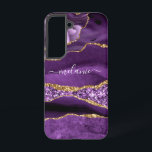 Coque Samsung Galaxy Parties scintillant en or violet Marbre Votre nom<br><div class="desc">Samsung Galaxy Coques ou coques iphone avec Agate Violet violet Parties scintillant or Géode Nom personnalisé Marbre étincelant Anniversaire - Anniversaire ou Mariage Cadeau / Fournisseur - Ajouter votre nom - Texte ou supprimer - Faire votre cadeau spécial - Redimensionner et déplacer ou supprimer et ajouter du texte / des...</div>