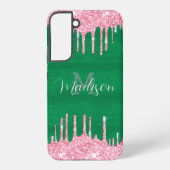 Coque Samsung Galaxy Parties scintillant fille rose vert goutte Monogra (Verso)