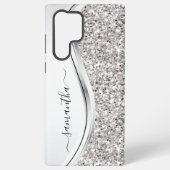 Coque Samsung Galaxy Parties scintillant métallique blanche Monogramme  (Verso)