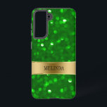 Coque Samsung Galaxy Parties scintillant moderne Green Bokeh Coque-Mate<br><div class="desc">Les tons verts modernes de la motif de parties scintillant de style bokeh. Or accent et nom/monogramme personnalisable.</div>
