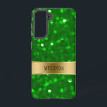 Coque Samsung Galaxy Parties scintillant moderne Green Bokeh Coque-Mate<br><div class="desc">Les tons verts modernes de la motif de parties scintillant de style bokeh. Or accent et nom/monogramme personnalisable.</div>