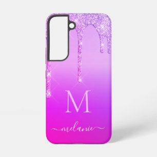 Coque Samsung Galaxy Parties scintillant rose pourpre Votre nom Lettre