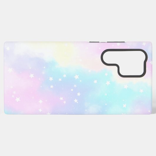 Coque Samsung Galaxy Pastel Cloudy Sky with Stars Dreamy Design (Verso Horizontal)