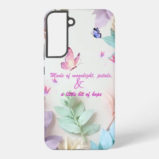 Coque Samsung Galaxy Pastel Floral Citation Coque papillon (Verso)