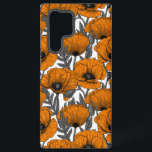 Coque Samsung Galaxy Pavot orange sur blanc<br><div class="desc">Motif vectoriel fait de pavots dessinés à la main.</div>