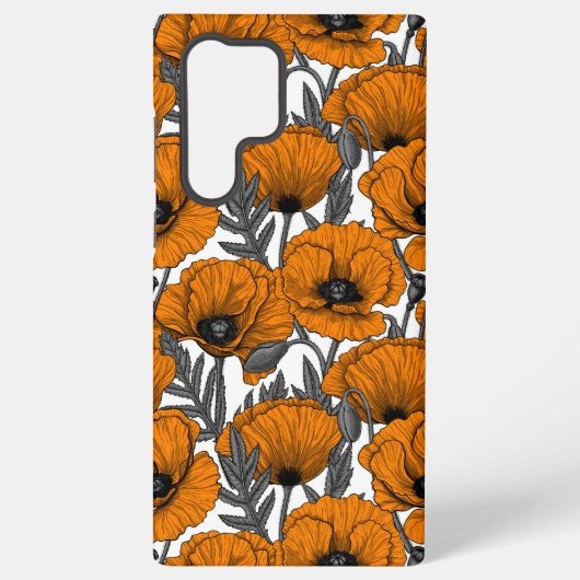 Coque Samsung Galaxy Pavot orange sur blanc (Verso)