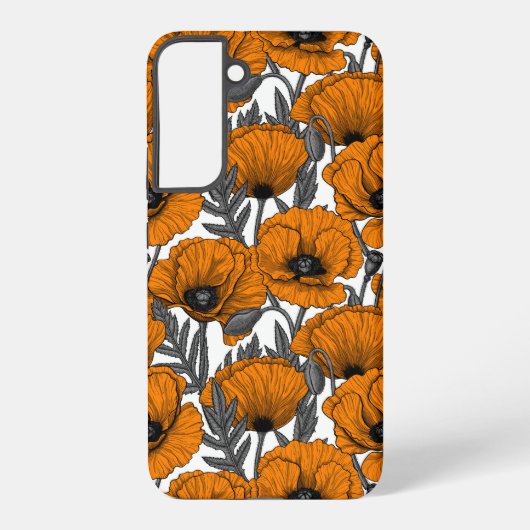 Coque Samsung Galaxy Pavot orange sur blanc (Verso)