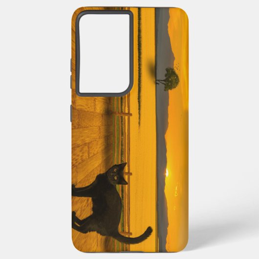 Coque Samsung Galaxy Paysage Chat Noir (Verso)