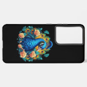 Coque Samsung Galaxy Peacock Avec Roses Peach (Verso Horizontal)