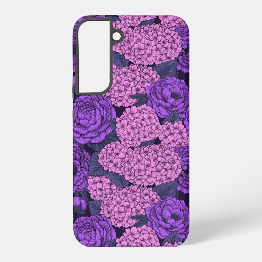 Coque Samsung Galaxy Peine et hydrangée en rose et violet (Verso)