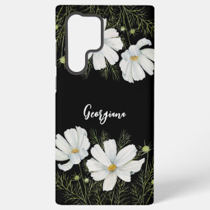 Coque Samsung Galaxy Peinture botanique de fleurs de cosmos blanches à