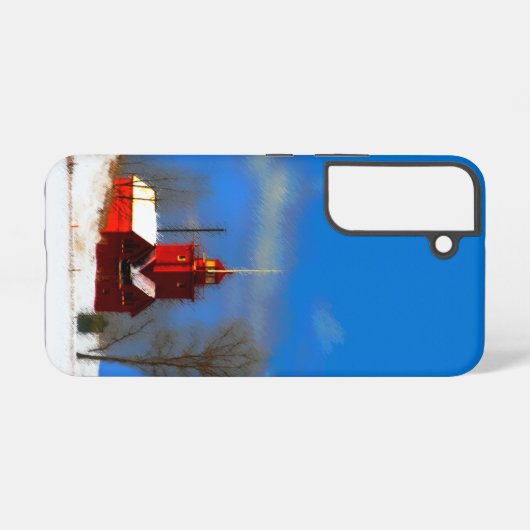 Coque Samsung Galaxy Peinture de phare rouge - Art original (Verso Horizontal)