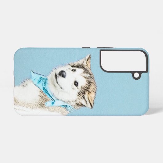 Coque Samsung Galaxy Peinture Sibérienne Husky Puppy - Art Chien origin (Verso Horizontal)