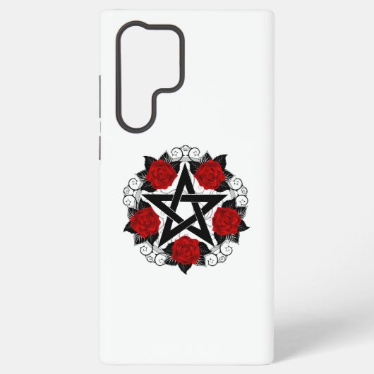 Coque Samsung Galaxy Pentagramme aux roses rouges (Verso)