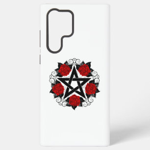 Coque Samsung Galaxy Pentagramme avec des roses rouges