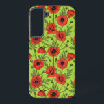 Coque Samsung Galaxy Pépites, rouge et vert sur le vert citron<br><div class="desc">Motif sans soudure,  peint à la main avec des marqueurs d'alcool</div>