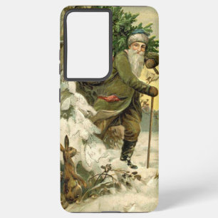 Coque Samsung Galaxy Père Noël vintage Noël victorien vacances Arbre
