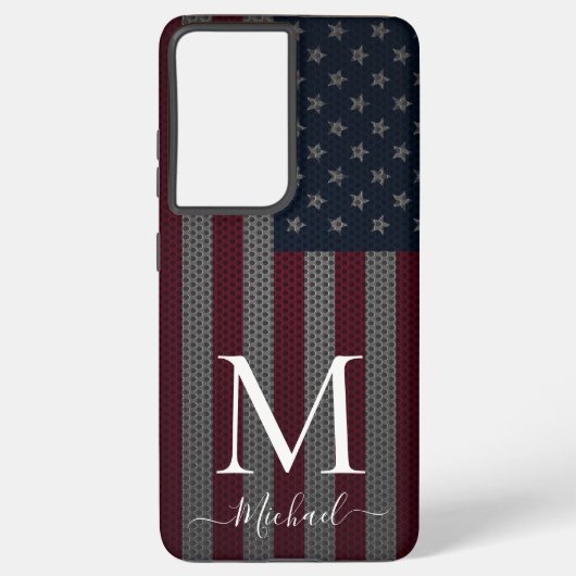 Coque Samsung Galaxy Personnaliser Monogramme American Drapeau Maillage (Verso)