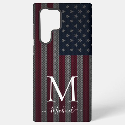 Coque Samsung Galaxy Personnaliser Monogramme American Drapeau Maillage (Verso)