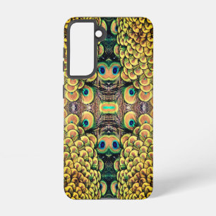 Coque Samsung Galaxy Pétales Emerald Green et Gold Peacock