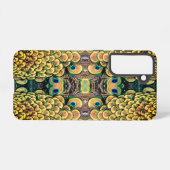 Coque Samsung Galaxy Pétales Emerald Green et Gold Peacock (Verso Horizontal)