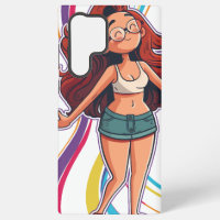 Phonecase avec une fille heureuse dessus, coloré