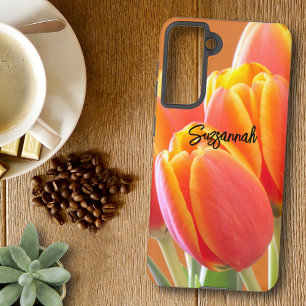 Coque Samsung Galaxy Photo Fleurs de tulipe orange vibreuses personnali